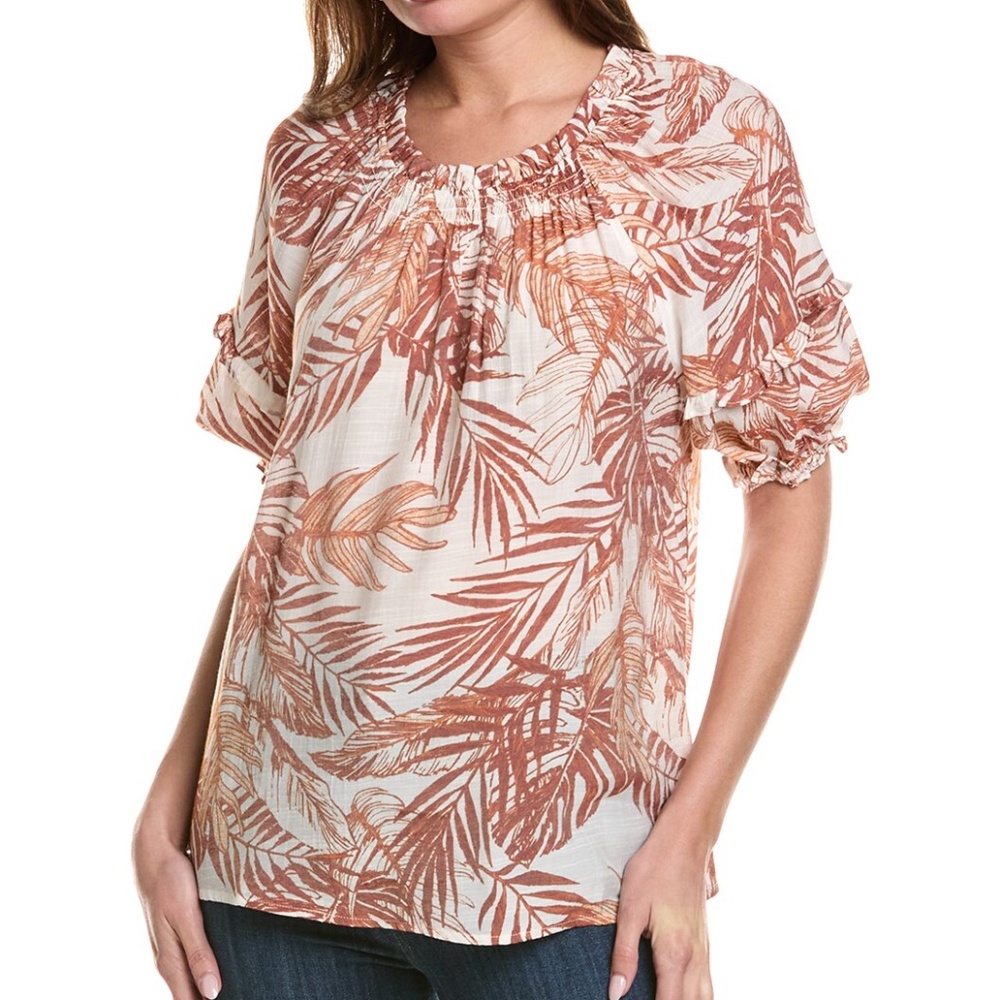 New Palm Tree‎ Nanette Lepore Ruffle Trim Blouse SZ L